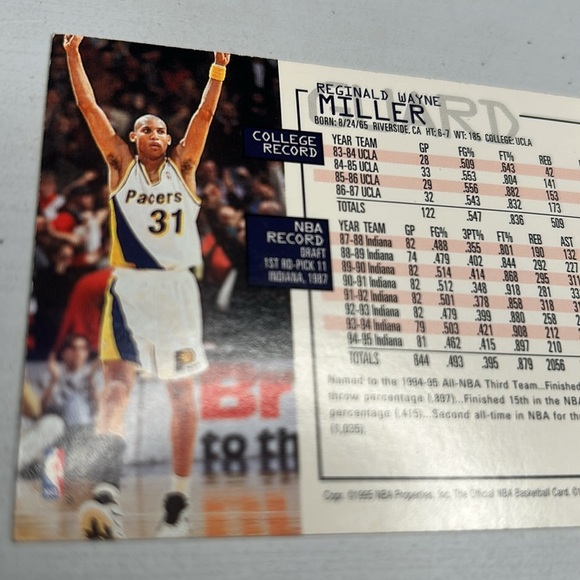 Reggie Miller Pacers 1995 NBA HOOPS #68 Trading Card - Picture 5 of 10